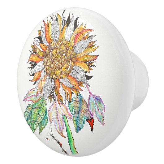 Mooie en kleurrijke zonnebloem deur knop (Rechts)