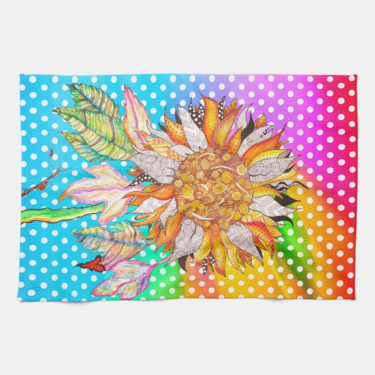 Mooie en kleurrijke Zonnebloem Keuken Handdoek (Horizontaal)