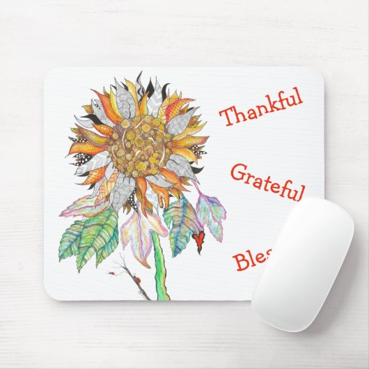 Mooie en kleurrijke zonnebloem Muismat (Met muis)