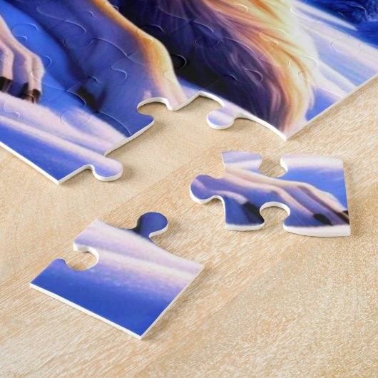 Mooie en majestueuze wolf door kerstboom legpuzzel (Zijkant)