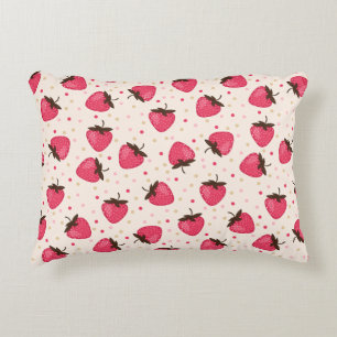 Mooie en meisjesachtige roze aardbeienpatroon decoratief kussen