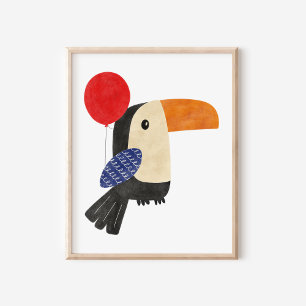 Mooie en moderne met de hand getekende toekan kind poster