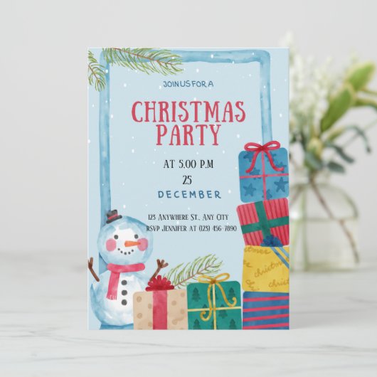 Mooie en ongewone uitnodiging voor kerstfeestjes (Staand voorkant)