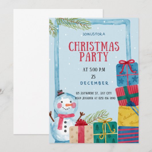 Mooie en ongewone uitnodiging voor kerstfeestjes (Voorkant / Achterkant)