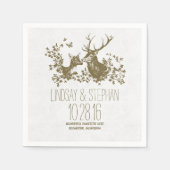 Mooie en romantische herten bruiloft papieren serv servet (Voorkant)