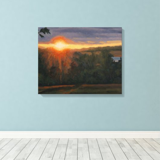 Mooie en rustige zonsondergang scène canvas afdruk (Insitu (Houten vloer))