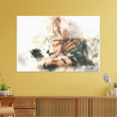 Mooie en schattige kitten slapen waterverf canvas afdruk (Insitu (Woonkamer))