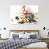 Mooie en schattige kitten slapen waterverf canvas afdruk (Insitu (Slaapkamer))