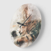 Mooie en schattige kitten slapen waterverf grote klok (Hoek)