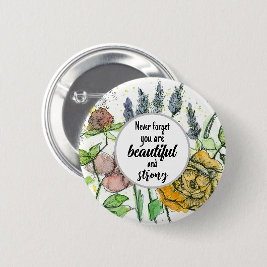 Mooie en sterke positieve bloemen ronde button 5,7 cm (Voorkant /achterkant)