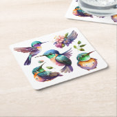 Mooie en stutvogels voor vogelovervallen op kartonnen onderzetters (Schuin)