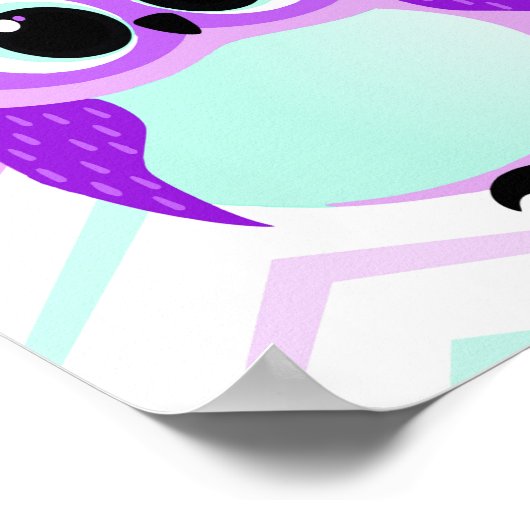 Mooie en unieke cartoonuil op chevron kinderkamer poster (Hoek)