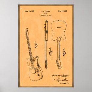 Mooie en unieke elektrische gitaar octrooiprint poster