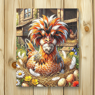 Mooie en Whimsical Poolse Kippenren Canvas Afdruk