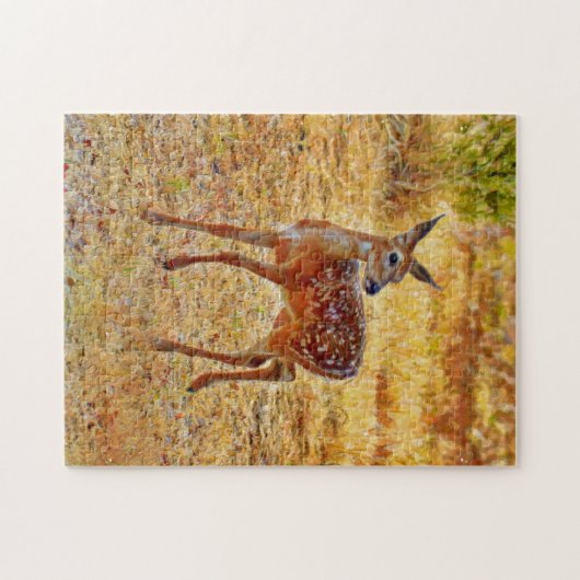 Mooie en Zoete Baby Herten Fawn Art Puzzel Legpuzzel (Horizontaal)