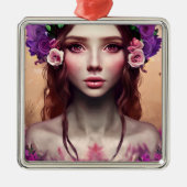Mooie Enchantress Fantasy AI Art Metalen Ornament (Voorkant)
