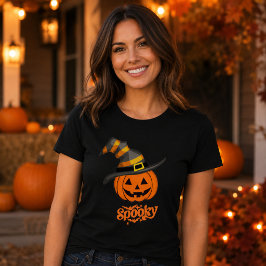 Mooie enge pompoen heks hoed Vrouwen Halloween T-shirt