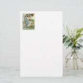 Mooie engel en gouden bel briefpapier (Staand voorkant)