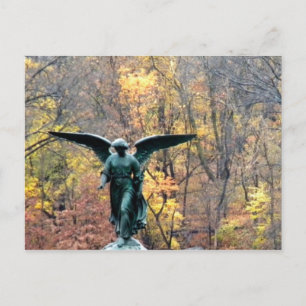 Mooie engel in de herfst-   houtlandkaart briefkaart