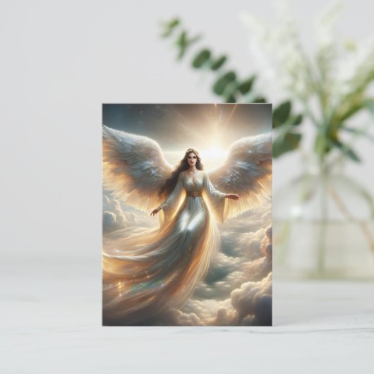Mooie engel in de wolken briefkaart (Staand voorkant)