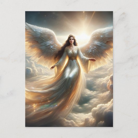 Mooie engel in de wolken briefkaart (Voorkant)