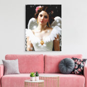 Mooie engel in sneeuwliefhebbers canvas afdruk (Insitu (Woonkamer))