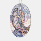 Mooie engel kerstornament keramisch ornament (Links)