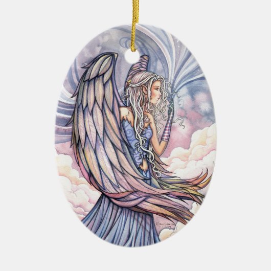 Mooie engel kerstornament keramisch ornament (Voorkant)