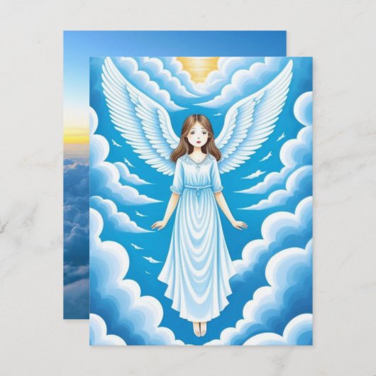 Mooie Engel Meisje Notitiekaartje (Voorkant / Achterkant)