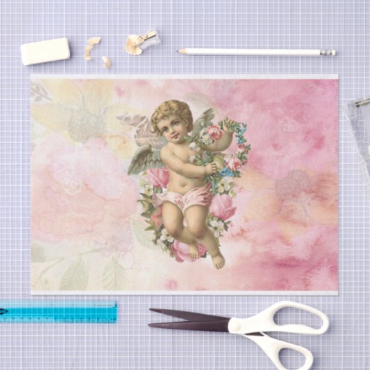 Mooie  engel met bloemen tissuepapier (Craft)