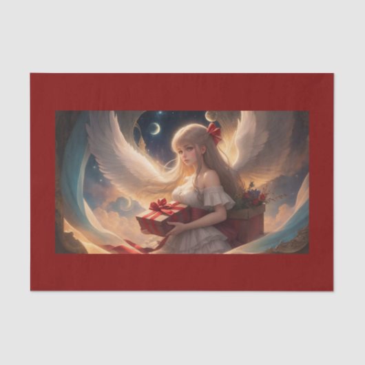 Mooie engel met Cadeaus weefselpapier Tissuepapier (Voorkant)