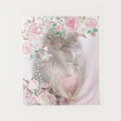 Mooie engel met doven en roze rozen wandkleed (Voorkant)