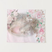 Mooie engel met doven en roze rozen wandkleed (Voorkant (horizontaal))