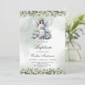 Mooie engel met duif witte lelies Doop Kaart (Staand voorkant)