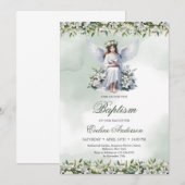 Mooie engel met duif witte lelies Doop Kaart (Voorkant / Achterkant)