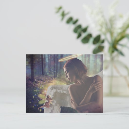 Mooie engel met Fairy Fantasy Art Briefkaart (Staand voorkant)