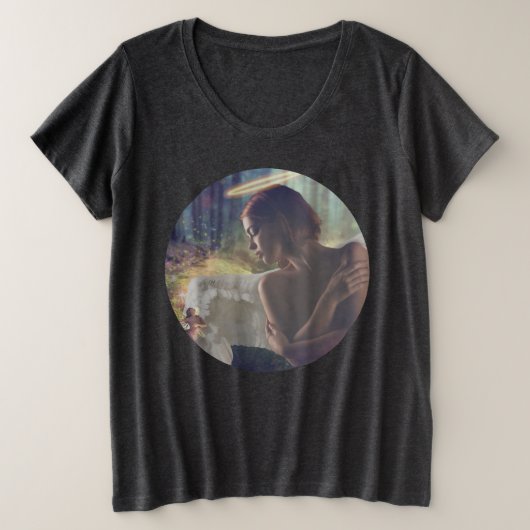 Mooie engel met Fairy Fantasy Art Grote Maat T-shirt (Design voorkant)