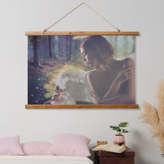 Mooie engel met Fairy Fantasy Art Hangend Wandkleed (Slaapkamer)