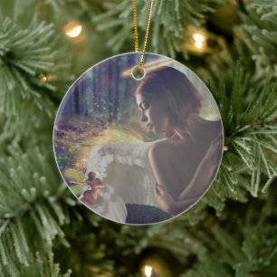 Mooie engel met Fairy Fantasy Art Keramisch Ornament