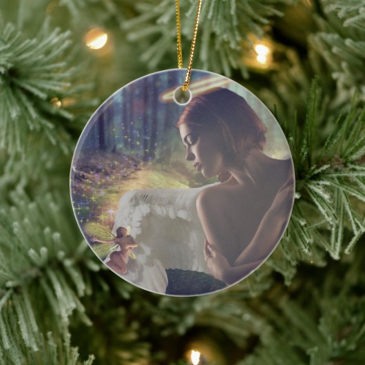 Mooie engel met Fairy Fantasy Art Keramisch Ornament (Boom)