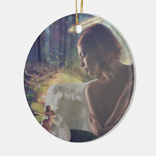 Mooie engel met Fairy Fantasy Art Keramisch Ornament (Links)