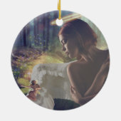 Mooie engel met Fairy Fantasy Art Keramisch Ornament (Achterkant)