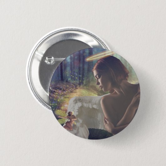 Mooie engel met Fairy Fantasy Art Ronde Button 5,7 Cm (Voorkant /achterkant)