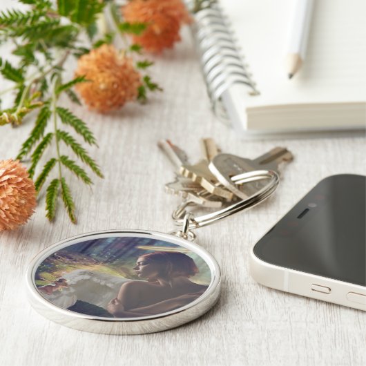 Mooie engel met Fairy Fantasy Art Sleutelhanger (Zijkant)