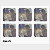 Mooie engel met Fairy Fantasy Art Vierkante Sticker (Vel)