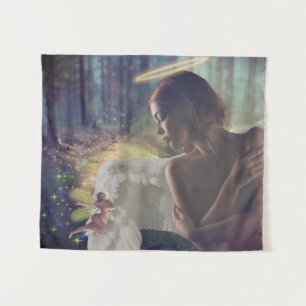 Mooie engel met Fairy Fantasy Art Wandkleed