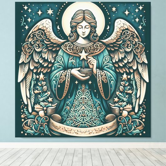 Mooie Engel Onder de sterren Canvas Afdruk (Insitu (Houten vloer))