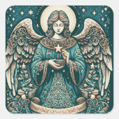 Mooie Engel Onder de sterren Vierkante Sticker (Voorkant)