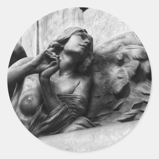 Mooie engel op zoek naar de hemel ronde sticker (Voorkant)