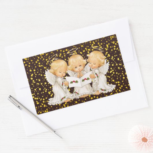 Mooie engel rechthoekige sticker (Envelop)